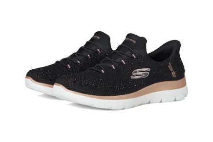 Женские слипоны Skechers Summits Brilliant, черно-розовые