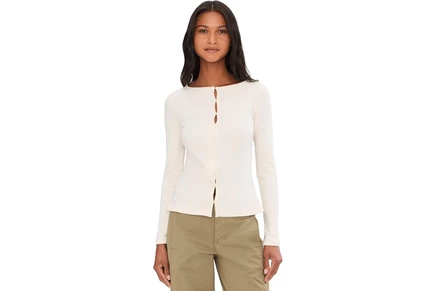 Женский топ Sanctuary Button Front Ribbed, пудровый