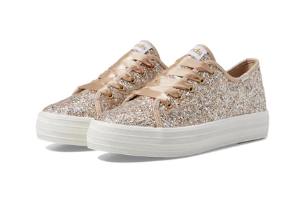 Кроссовки для детей Keds Kids Triple UP Glitter, шампань с блестками