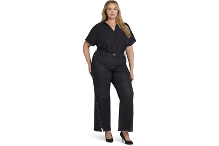 Джинсы NYDJ Plus Size Teresa Rhinestone Jeans in French Nightfall