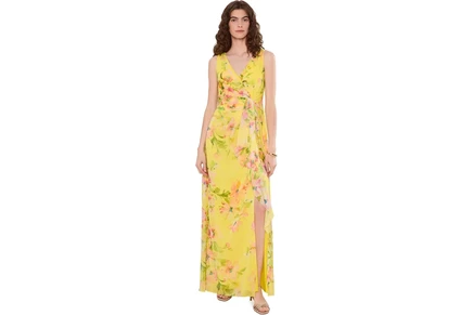 Платье Adrianna Papell Draped Floral Chiffon Gown