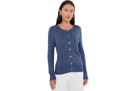 Кардиган Lauren Ralph Lauren Petite Cable-Knit Cotton-Blend Cardigan