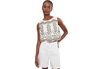 Женский вышитый топ Madewell Bubble, белый