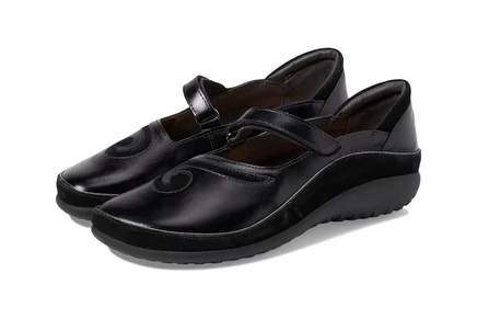 Naot Matai black madras leather/black suede
