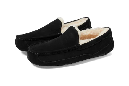 Мужские тапочки Ugg Wide Ascot из замши, черные