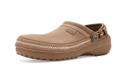 Crocs Classic Crafted Canvas Vegan Suede Stitch Clogs sepia stitch