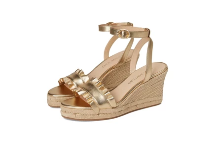 Jack Rogers Rozette Ruffle Wedge - Suede gold