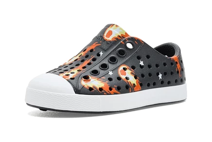 Native Shoes Kids Jefferson Print (Toddler) jiffy black/shell white/fire comet