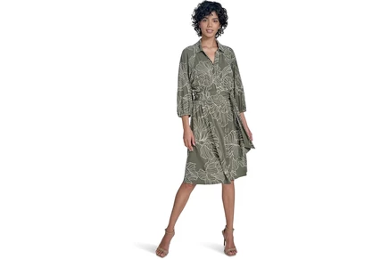 Платье Calvin Klein Matte Jersey Puff Sleeve Self Tie Aline