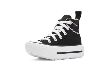 Детские кеды Converse Lift в горох, черно-розово-белые