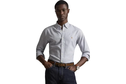 Мужская рубашка Polo Ralph Lauren Classic Fit, белая/синяя