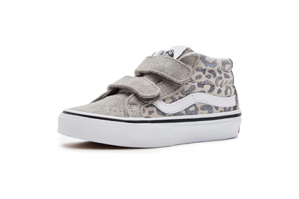 Vans Kids Sk8-Mid Reissue V (Little Kid) leopard glitter gray