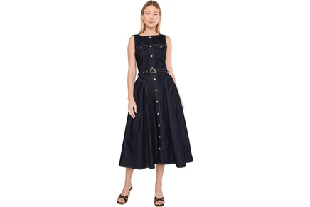 Платье Avec Les Filles Sleeveless Denim Midi Dress