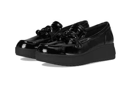Женские туфли Clarks Zylah May кожаные на танкетке, черные