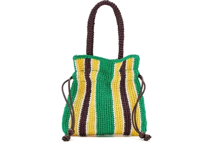 Loeffler Randall Kylie Drawstring Pouch green/yellow/brown stripe