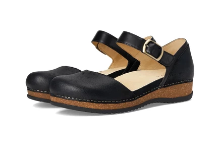 Женские балетки Dansko Mae кожаные с ремешком, черные