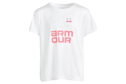 Under Armour Kids Tech Split Wordmark Short Sleeve T-Shirt (Big Kid) white/bittersweet pink