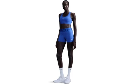 Женский спортивный топ Nike Swoosh средней поддержки, ярко-голубой/белый