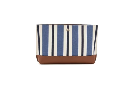 Женский клатч Lauren Ralph Lauren Striped Canvas & Leather Large Pouch