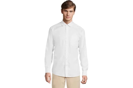 Мужская рубашка Johnston & Murphy Ovation Non-iron Dress Shirt white windowpane
