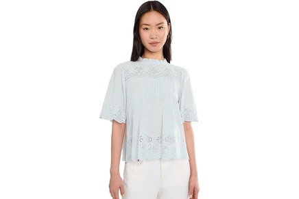 Женский топ Madewell Embroidered Pintuck с вышивкой, светло-голубой