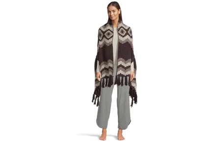 Унисекс шаль Barefoot Dreams Mosaic Wrap, коричневый/мульти