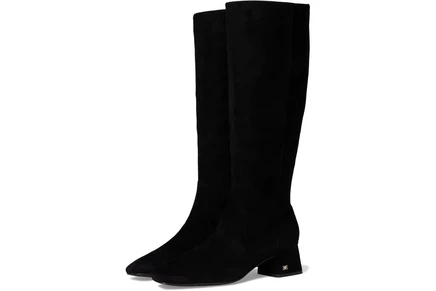 black suede wide calf
