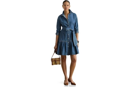 Платье Lauren Ralph Lauren Belted Denim Tiered Shirtdress