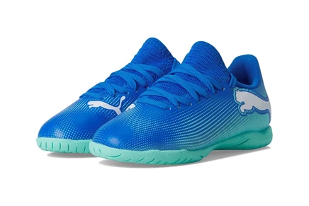 Детские футзалки Puma Future Play, сине-мятно-белые