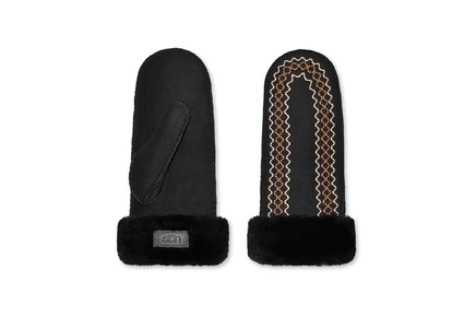 Унисекс варежки Ugg Atherson с вышивкой, черные