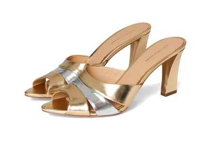 Veronica Beard Cassiel Slide Sandals gold/silver