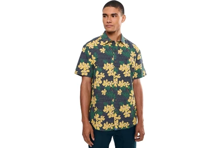Мужская рубашка UNTUCKit Finchley Short Sleeve Cotton Print Slub Regular Fit Shirt