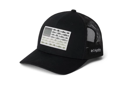 Унисекс кепка Columbia PFG Fish Flag с сеткой, черно-серая