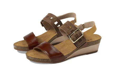 Naot Dynasty maple brown/antique brown/marigold leather combo