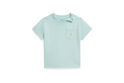 Детская футболка Polo Ralph Lauren Kids с карманом, кристально-голубая