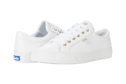 Женские кеды Keds Jump Kick Lace-Up текстильные, бело-золотые