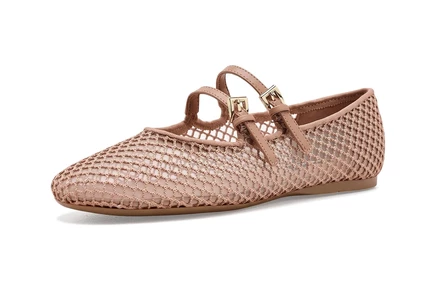 Женские балетки Nine West Keira, сетчатые, светло-бежевые