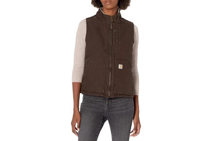 Carhartt OV277 Sherpa Lined Mock Neck Vest dark brown