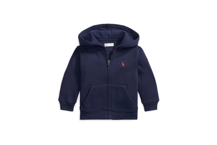 Детская флисовая толстовка Polo Ralph Lauren Kids на молнии, тёмно-синяя