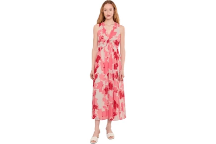 Платье Calvin Klein Sleeveless Twist Front Floral Chiffon Midi