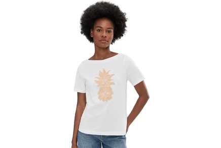 Женская футболка Tommy Bahama Crochet, хлопок, белая
