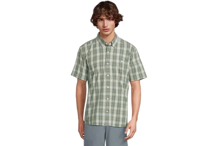 Мужская рубашка L.L.Bean Comfort Stretch Chambray Shirt Short Sleeve Traditional Fit Plaid