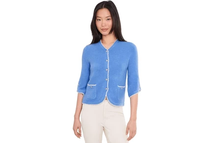 Свитер CeCe Contrast Scallop Trim Cardigan