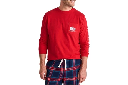 Мужской лонгслив Vineyard Vines 2025 Santa Whale, красный