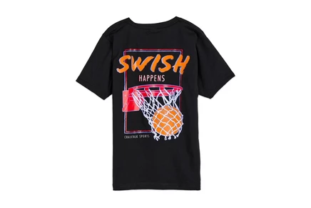 Детская футболка Chalktalk Sports Swish Happens, черная
