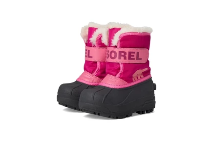 Детские зимние сапоги sorel kids snow commander, розовые/темно-розовые