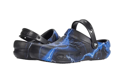 Унисекс сабо Crocs Work Bistro Graphic, черные с принтом молний