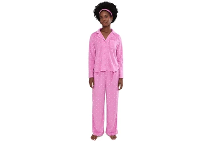 Пижама Karen Neuburger Minky Fleece Long Sleeve Notch Top & Long Pants Set