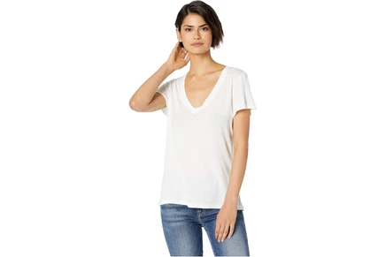 Splendid Kate Short Sleeve Modal Jersey V-Neck Tee white