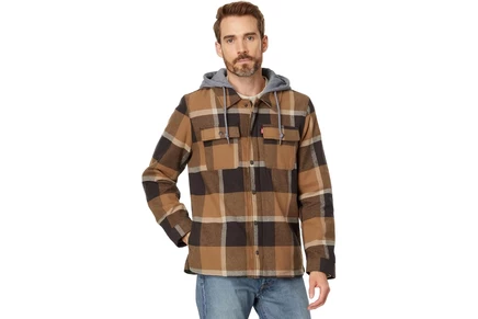 Мужская куртка Levi's с худи и Sherpa, коричневая клетка